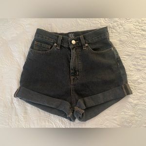 BDG mom high-rise black denim shorts, size 25